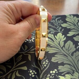 Coach gold studded bangle bracelet Ivory / Off White Studded Gold-Tone Metal
